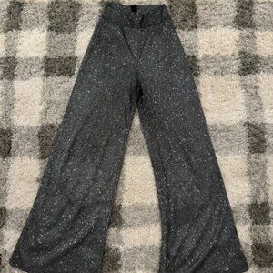 Boutique Black Silver Glitter Wide Leg High Waisted Palazzo 70s Vibe